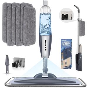 Microfiber Spray Mop for Floor Cleaning with 6 Washable Pads,360 Degree Spin Dust Mop with Mop Holder and Scraper for Home Kitchen Bathroom,Dry Wet Flat Mop for Wood Laminate Ceramic Hardwood Tile