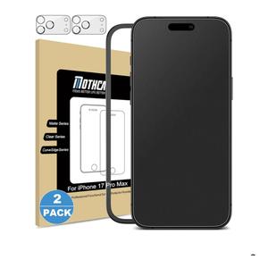 Mothca 2 Pack Matte Glass Screen Protector for iPhone 17 [6.3 inch] + 2 Pack Camera Lens Protector, AntiGlare & AntiFingerprint Case Friendly Tempered Glass, Bubble Free, Smooth as Silk