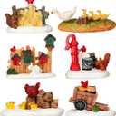 Jetec 6 Pcs Christmas Village Figurine Accessories Set Mini Miniature Christmas Retro Village Farmhouse Decor Figurines Chick Duckling for Bedroom Dormitory Home Miniature Xmas Rural Street Decoration