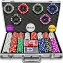 500PCS Poker Chips with Numbers Set with Aluminum Case, 11.5 Gram Composite Clay Chips, 2 Decks of Cards, 5 Dice & Dealer Button - Perfect for Texas Holdem, Blackjack, Casino Night (500 pcs)