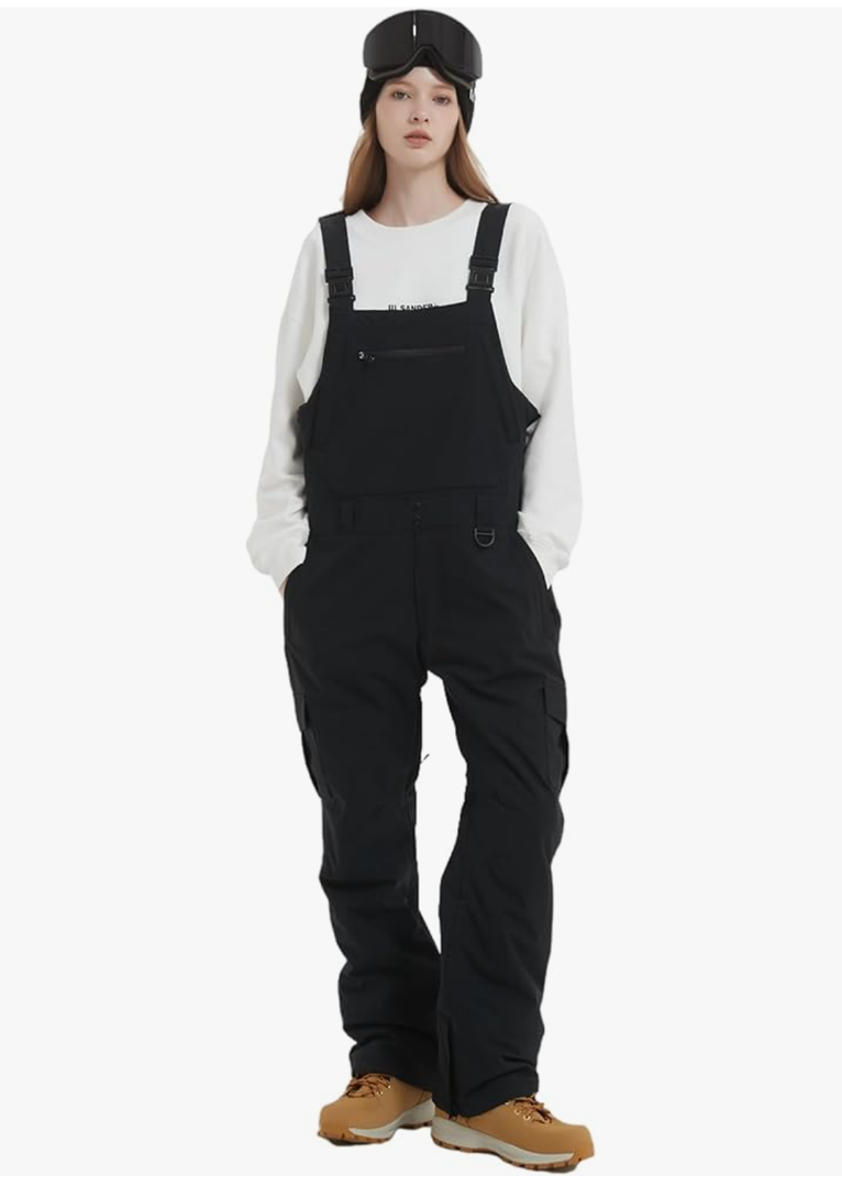 Women Men Snow Ski Bibs Pants Adjustable Windproof Waterproof Jumpsuit Snowboarding Insulated Warm Overall Trouser, Medium