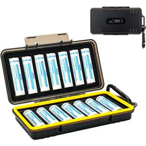 JJC 14 Slots 18650 Battery Case with Carabiner, Water-Resistant and Shockproof Battery Storage for 14 x 18650, 18650 Organizer Box