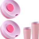 BOSORIO 2 Pack Replacement Lids Compatible with Owala SmoothSip Slider 12oz 20oz 24oz Coffee Tumbler, Top Cover Cap for Coffee Cup, Leakproof Lids Accessories for Travel Mugs (Pink)