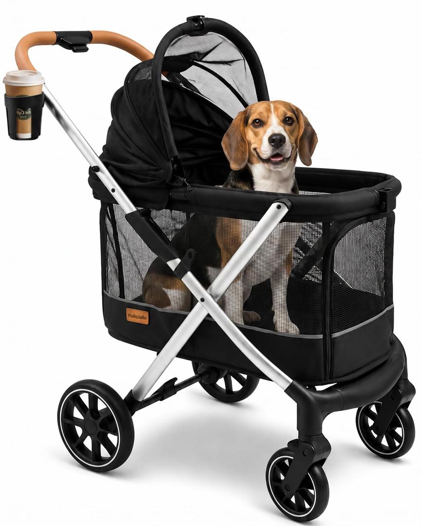Dog Stroller for Medium and Small Dogs, Lightweight Aluminum, Up to 66 lbs