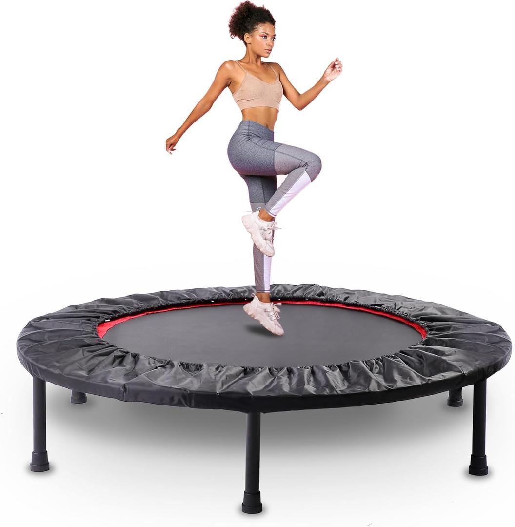 Rebounder Trampoline for Adults, 40"/50" Foldable Spring Fitness Trampoline - 450 lbs Capacity, Quiet & Stable Indoor/Outdoor Exercise Equipment for Cardio Workout
