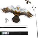 Birds Scaring Hawk Flying Kite with Pole Professional Pigeon Scarer (White)