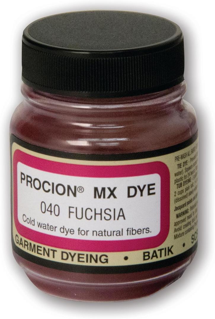 Jacquard Procion MX Tie Dye Powder Fuchsia, 2/3 Ounce Jar for Fabric and Clothing | Permanent and Washfast | Made in USA