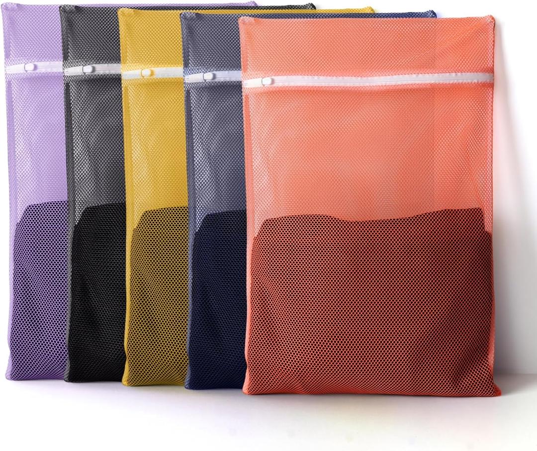 10Pcs Sturdy Mesh Laundry Bags for Delicates, Lingerie, Bras, Travel and Organzie - 5 Color(14x20 Inch)