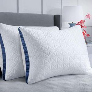 Pillows Queen Size Set of 2, Queen Pillows 2 Pack, Cooling Hotel Luxury Pillow for Bed Sleeping, Supportive Breathable Down Alternative Gusseted Pillow for Side Stomach or Back Sleepers (Sapphire Blue)