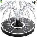 3.5W Solar Fountain with 2000mAh Battery - Work On Cloudy Days - Upgrade Glass Panel Solar Bird Bath Fountain, Hummingbird Water Feature Pump with 7 Nozzles, 4 Fixed Pipes for Garden, Pool (White)