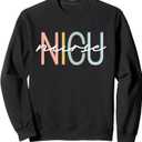 NICU Nurse ICU Neonatal Boho Rainbow Team Tiny Humans Retro Sweatshirt, S, Black