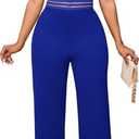 Bdwinz Sexy Halter Summer Jumpsuits for Women Elegant Backless Rompers Wide Leg One Piece Outfits for Women, Bright Blue, Large