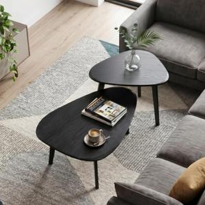 Nesting Coffee Table Set of 2-Mid Century Modern Coffee Table | Guitar Pick Stacking Tables with Solid Wood Legs,Small Coffee Tables for Small spaces,Living Room,Balcony, 33.46 inches x 23.62 inches x 19.29 inches