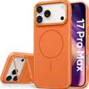 Vihibii for iPhone 17 Pro Max Case with Adjustable Stand, [Compatible with Magsafe], Fade-Resistant Glow Stylish Slim, Rugged Shockproof Back Cover & Silicone Edges Phone Case, 6.9" 2025, Orange