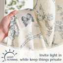 jinchan Floral Kitchen Curtains for Windows 24 Inch Farmhouse Country Linen Tier Curtains Botanic Small Window Drapes for Living Room Bathroom Laundry RV Rod Pocket Rustic 2 Panels Blue on Beige