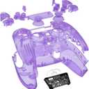 eXtremeRate Full Set Shell with Buttons Touchpad Cover, Clear Atomic Purple Custom Replacement Decorative Trim Shell Front Back Plates Compatible with p s 5 Controller BDM-030 BDM-040 BDM-050