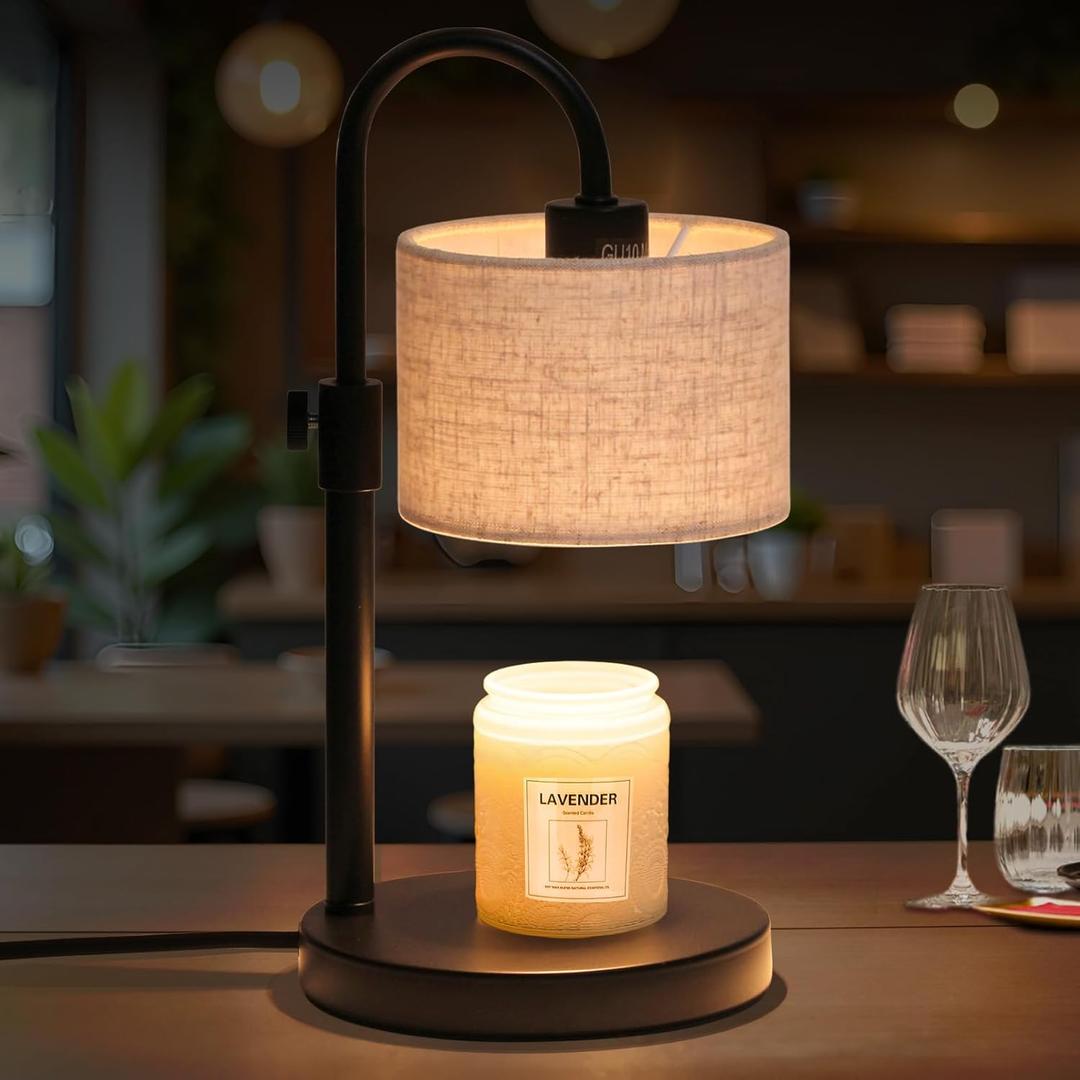FINCMY Candle Warmer Lamp with Timer, Dimmable Candle Wax Warmer Candle Lamp Warmer with 2 Bulbs, Mothers Day Gifts Birthday Gifts for Women Bedroom Home Decor (Linen-Upgraded)
