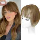 Hair Toppers for Women Real Human Hair - 360 Coverage Browns Clip In Topper with Bangs for Thinning Hair Upgraded 59 cm Silk Base Ideal for Everyday Use