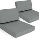 Outdoor Furniture Cushions 25.6x25.6 Inch, Deep Seat Patio Couch Cushions Replacement for Sectional Conversation Set Sofa Loveseat, Water Resistant, Removable Cover, Set of 2, Dark Grey, 25.6"x25.6"-13.5" Low Back-2 Pack