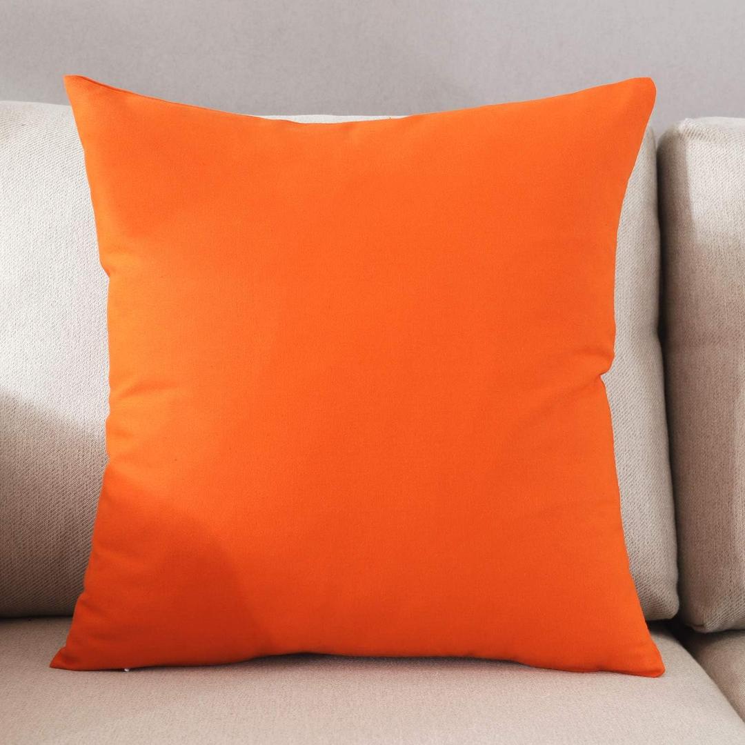 TAOSON Decorative 100% Cotton Canvas Square Solid Toss Pillowcase Cushion Cover Pillow Cover with Hidden Zipper Closure Only Cover No Insert 18"x18"(45x45cm)