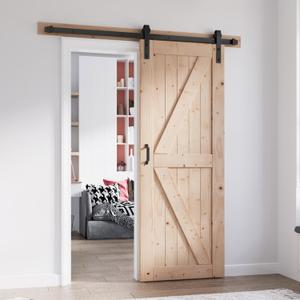 FREDBECK 32in x 80in Sliding Barn Door with 5.5FT Barn Door Hardware Kit Included Wood K Shape Solid Spruce Panel Need to Assembly