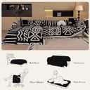 Boho Couch Cover Blanket for Sofa, Boho Chenille Sofa Cover Blanket,Boho Sofas Throw Cover, Chenille Blanket Couch Throw Covers for 2-3 Cushion Couch Pet Friendly Washable(Black, 71"x 118")