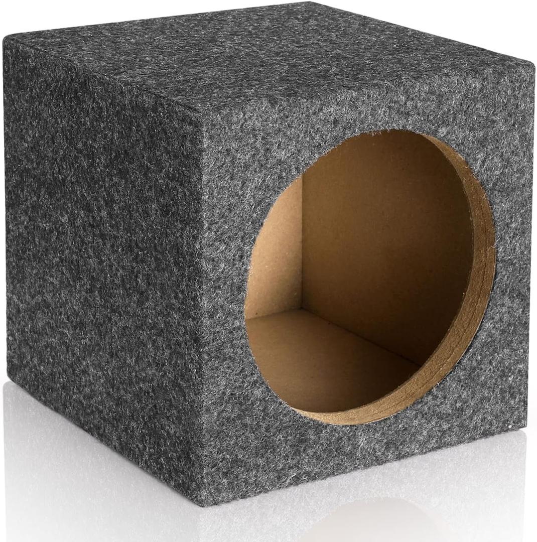 Facmogu 6.5in Gray Carpet Speaker Enclosure, Subwoofer Driver Enclosure with Ports for DIY Car or Truck Audio Custom, Car Subwoofer Box with Sound-Absorbing Cotton & Premium Carpeted Finish