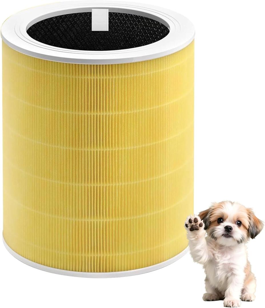 Core 600S Pet Replacement Filter, Compatible with LEVOIT Core 600S and Core 600S-P Air Purifier, 3-in-1 Filtration Filter, HEPA and Activated Carbon, for Home, Smoke, Pollen, Pet Dander, Yellow