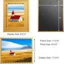 11x14 Wavy Picture Frame With Mat For 8x10, Wavy Edge Wooden Picture Frame with Real Glass - Wall Mount Display, Yellow, 2 Pack