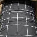 Andency Black Grid Comforter Set Queen Size (90x90 Inch), 3 Pieces(1 Grid Comforter and 2 Pillowcases), Summer Lightweight Microfiber Down Alternative Black Comforter with White Lines