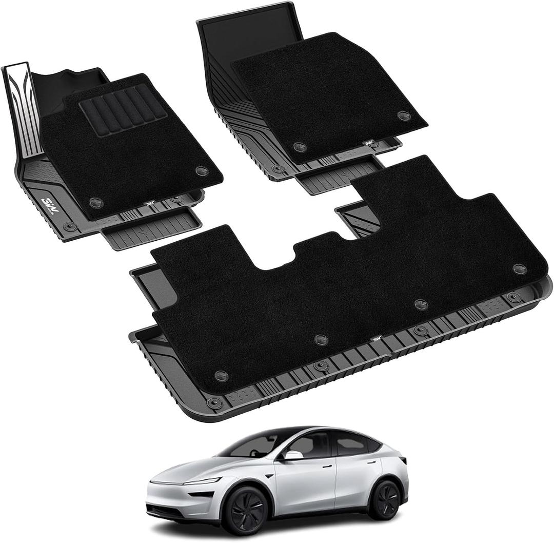 3W Tesla Model Y Juniper Metal Pedal Floor Mats with Carpets, Not Standard
