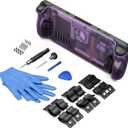 JSAUX Transparent Back Plate Compatible with Steam Deck OLED/LCD, DIY Clear Replacement Back Shell Case Compatible with Steam Deck OLED/LCD - PC0106 Vents Version [Purple]