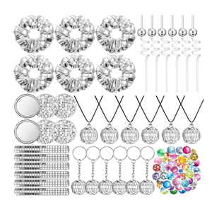 86 Pcs Adult Disco Ball Party Favors Kit Keychains, Necklace, Sequin Scrunchies, Ball Straws, Glitter Mirrors, Slap Bracelets and 50 Disco Stickers for Retro 70s 80s 90s Party Bachelorette
