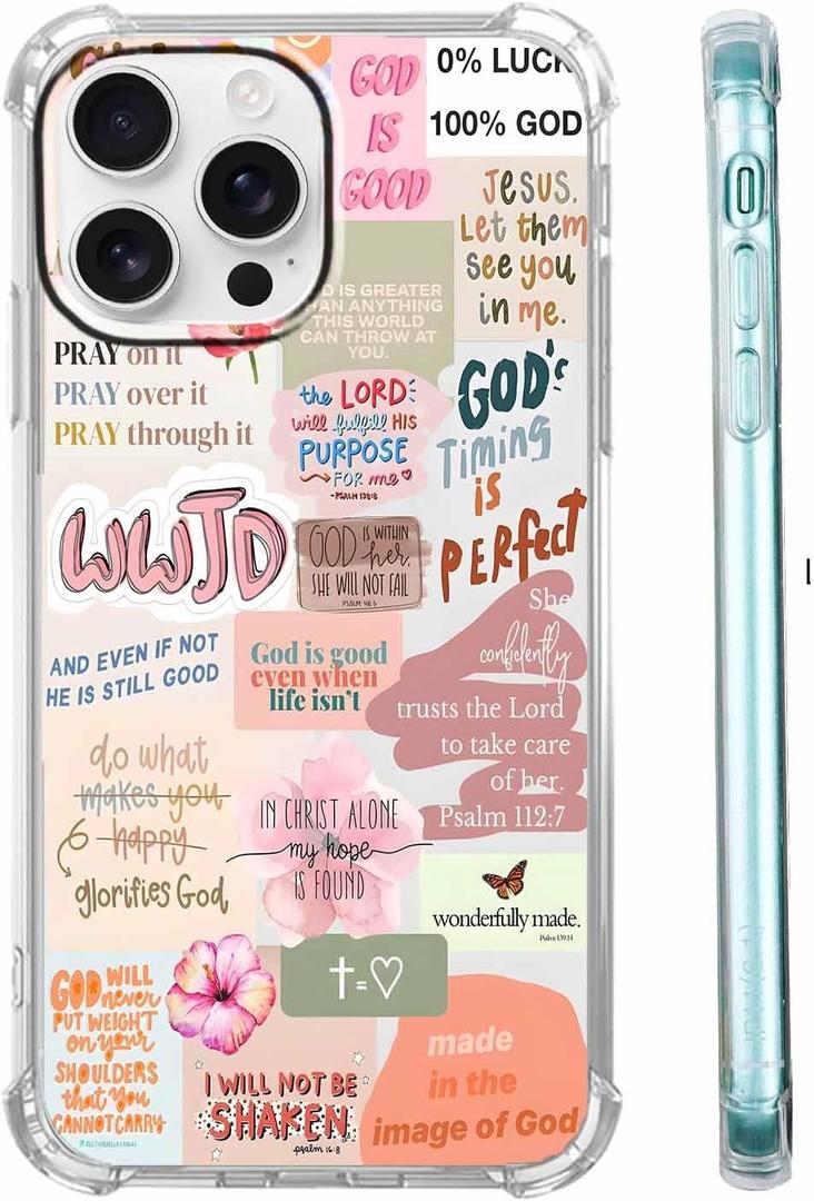 Case for iPhone 16 Pro with Christian Design,Jesus Bible Verse Collage Pattern for Men Women,Clear Slim Soft TPU Bumper Case,6.3(Christian,16pro)