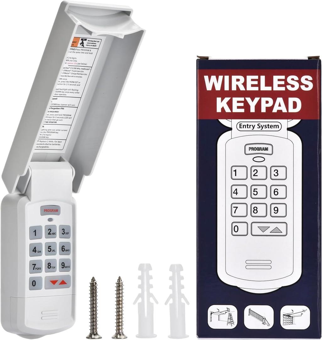 Garage Door Opener Keypad Replacement Compatible with All Genie Overhead Door Intellicode CodeDodger and DIP Switch Garage Door Openers, Wireless Keypad Keyless Entry GK-R OKP-BX, 315/390 MHz