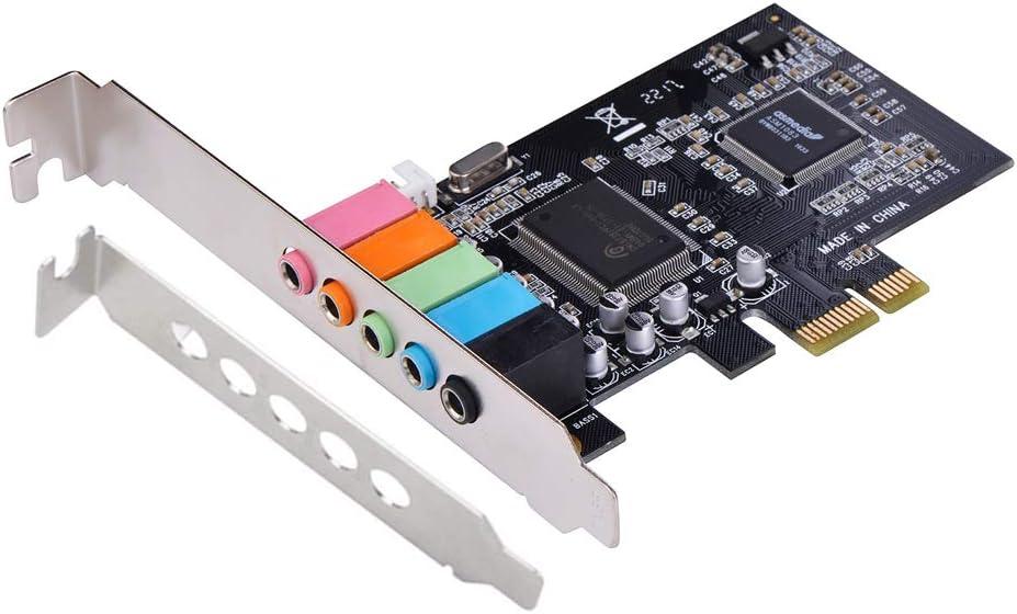 PCIe Sound Card for PC Windows,5.1 Internal Sound Card with Low Profile Bracket, 3D Stereo PCI-e Audio Card,CMI8738 Chip 32/64 Bit for Windows 7/8/10
