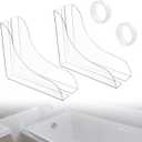 4 Pack/ 2 Pairs Acrylic Shower Splash Guard Clear Bath Tub Splash Guard Bathtub Corner Splash Guard with Adhesive for Fixing, Keep Water in Shower