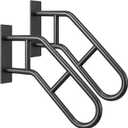 Heavy Duty Wall Mount Handrails for 1-3 Steps Outdoor Non-Slip U-Shaped Safety Railings with Metal Grip Powder Coated Rustproof Stair Handle for Garage Porch Garden Black (23in 2 Pack)