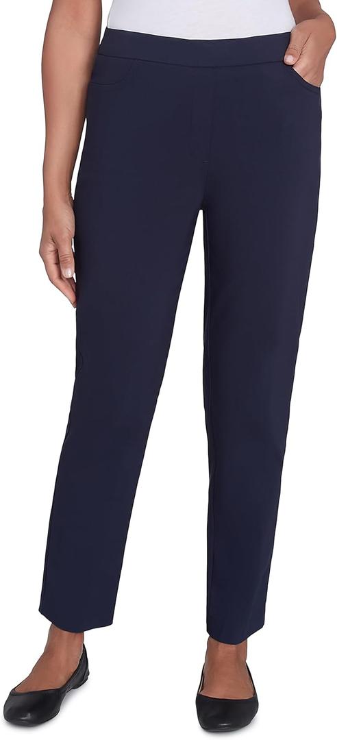Alfred Dunner Petite Proportioned Medium Allure Slim Pant Pants (24, Navy)