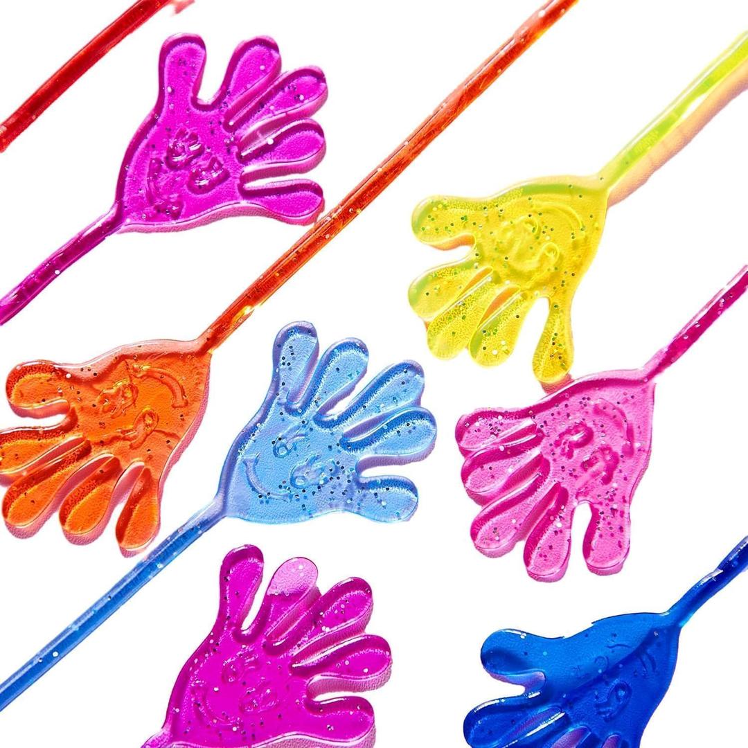 Adorox 72 Pieces Vinyl Glitter Sticky Hands Party Favor Birthday Gifts Toys Goodies (1 1/4" Long)