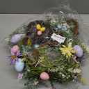 27 Inch Easter Wreath for Front Door Bunny Wreath Cute Easter Decorations Gifts with Colorful Eggs Spring Flower Home Decor Party Holiday