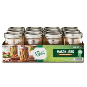Ball Mason Wide Mouth Pint Jars with Lids and Bands, 16 oz, Set of 12