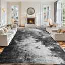 4x6 Area Rugs for Living Room, Washable Abstract Soft Bedroom Rug Non-Slip Low Pile Stain Resistant Indoor, Large Thin Modern Throw Carpet for Kitchen Farmhouse Nursery Office Home Decor, Grey Black