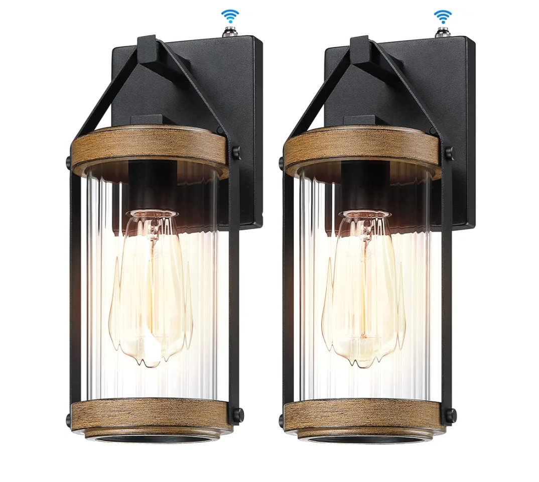 LONEDRUID 2 Pack Dusk to Dawn Outdoor Wall Light Fixtures Photocell Sensor Exterior Lantern Sconce Lighting Waterproof Outside Wall Mount Lamp for House Patio Garage Entryway Doorway