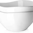 DOWAN Large Mixing Bowls, Ceramic Serving Bowls, 3.2 Quart Deep Salad Bowls, 105 Oz White Fruit Bowls for Modern Home, Set of 2
