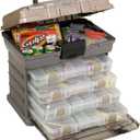 Plano Guide Series StowAway 4-By Rack System Tackle Box, Holds 4 3700 Utility Tackle Boxes, Quick-Access Top Storage with DuraView Lid, Durable Construction, Flexible, Adaptable Fishing Box