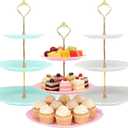 Sibao 3 Tier Plastic Dessert Table Display Set- 3 Pack Round Cupcake Stands With 9 Tray,Reusable Fruit Cake Candy Tower Platter For Party,Wedding,Birthday,Dinner And Celebration