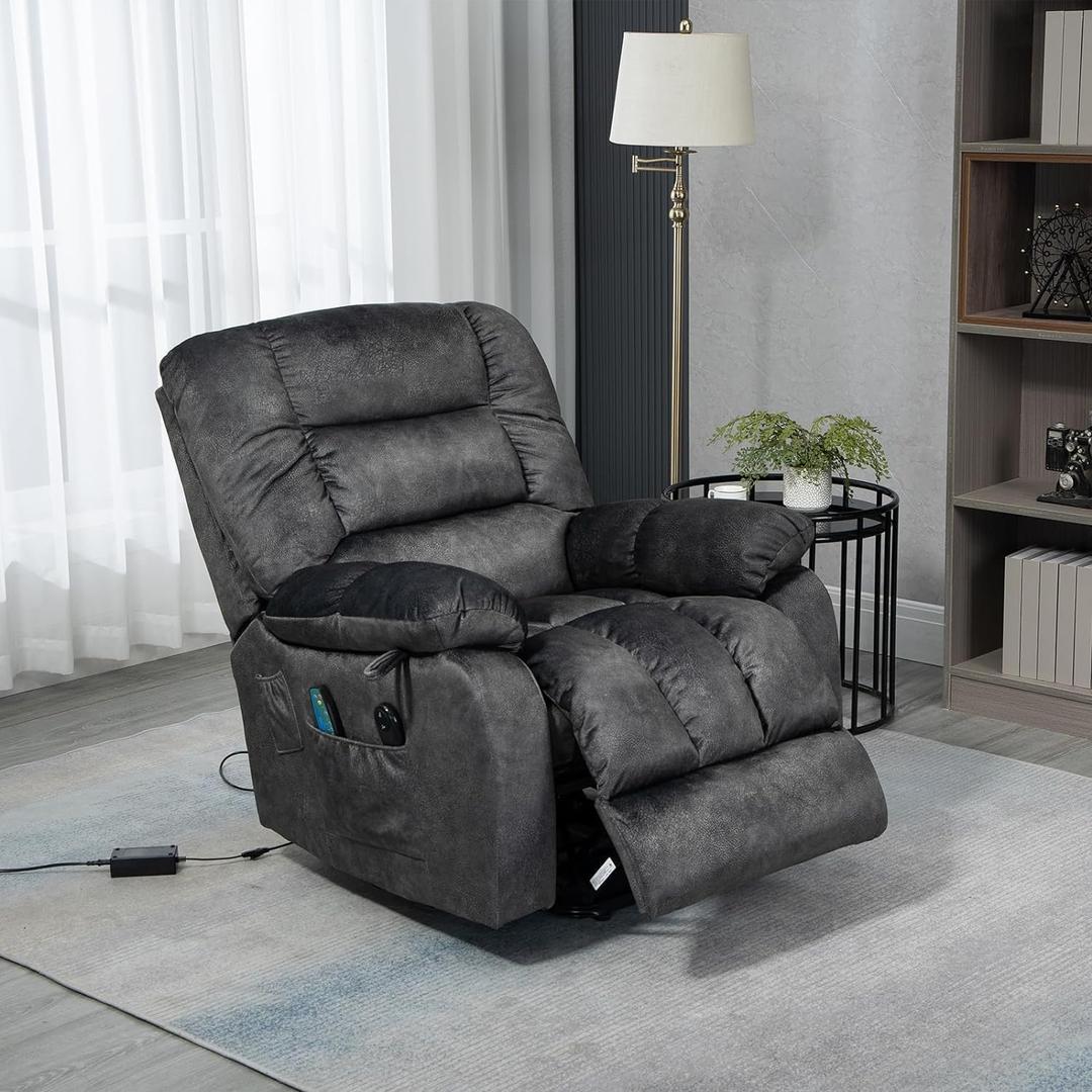 ERYE Lay Flat 160° Electric Power Lift Recliner Chair for Elderly with Massage and Heat, Modern Recliner&Armchair w/2 Remote Controls & Side Storage Pockets for Home Office Apartment Living Room