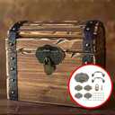 CHENJIN 1 Set Vintage Locking Handle Hinge Kit with Screws Zinc Alloy Antique Hinge Latch Wine Box Latch Panel Box Latch for Wooden Box Tool Box DIY Jewelry Box Decoration