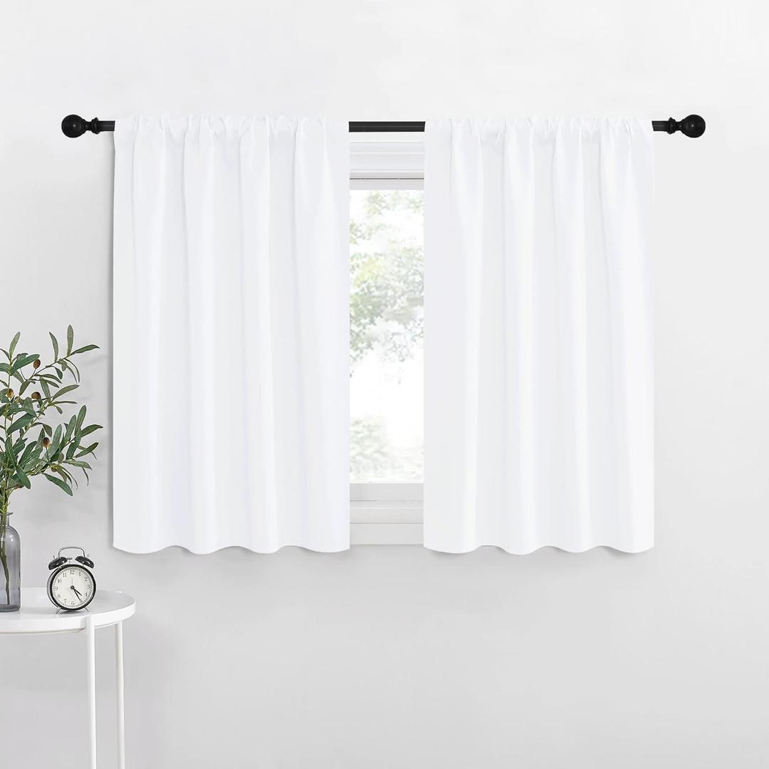 NICETOWN RV Curtains for Camper Windows, White Curtains for Kitchen, Home Decoration Light Filtering Drapes for Small Window (42 inches Wide by 36 inches Long, 1 Pair)